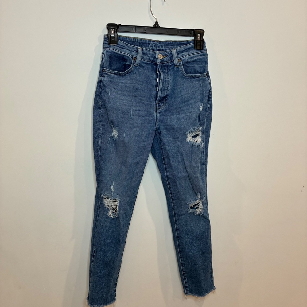 Etica Alex Boy Skinny Ankle Jeans Desert Daze Distressed Button Fly 25 - B042